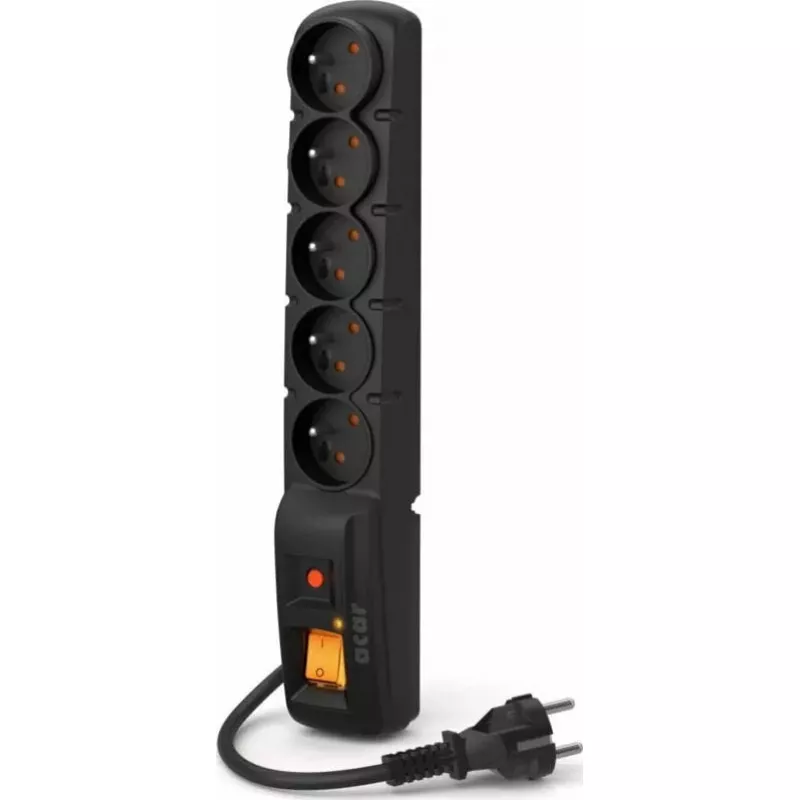Power strip Acar F5 surge protector 5 sockets 3 m cable black straight plug (W0101)