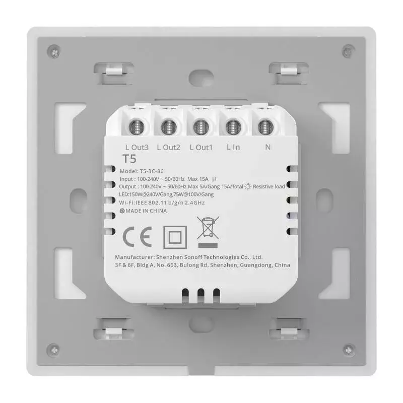 Wall-mounted Smart WiFi Touch Switch Sonoff T5 4C 4-channel (T5-4C-86)