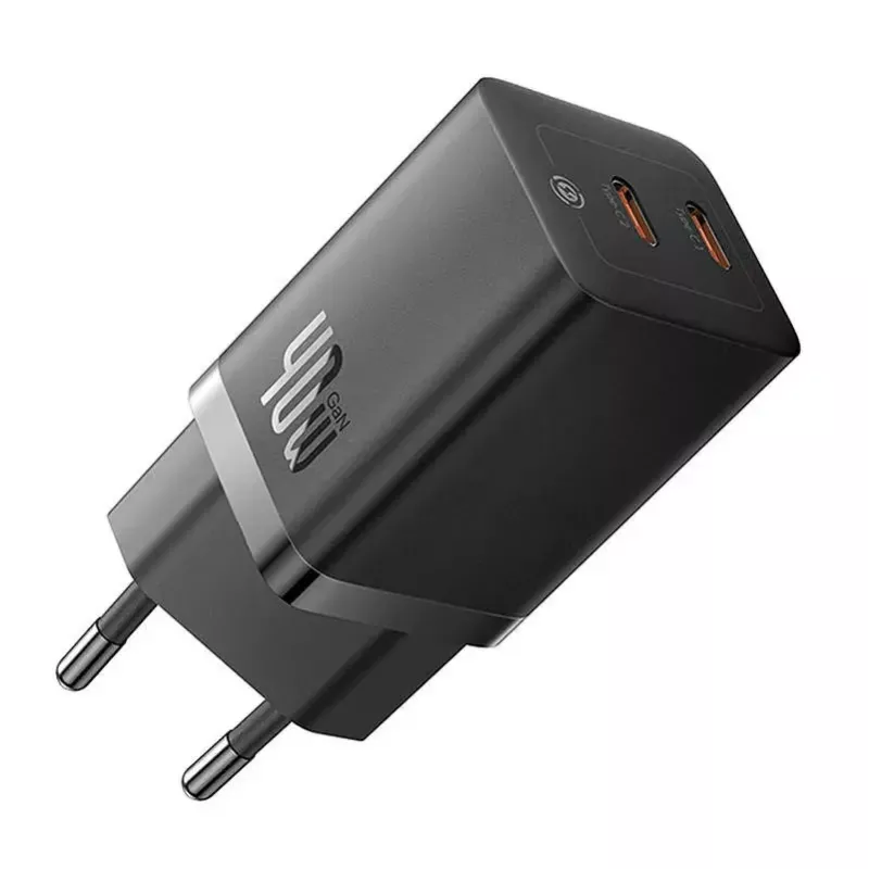Baseus wall charger GaN5 40W, 2x USB C (Black)