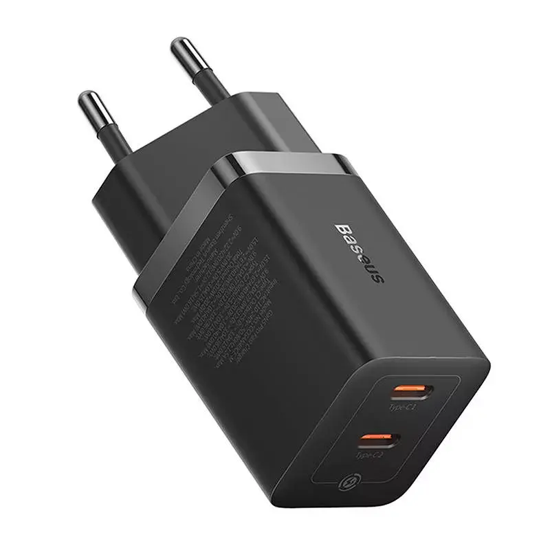Baseus wall charger GaN5 40W, 2x USB C (Black)