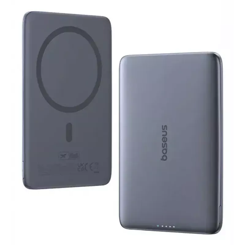 Portable power bank Baseus PicoGo Ultra-Slim 5000 mAh, 20 W output, wireless charging, USB-C, grey