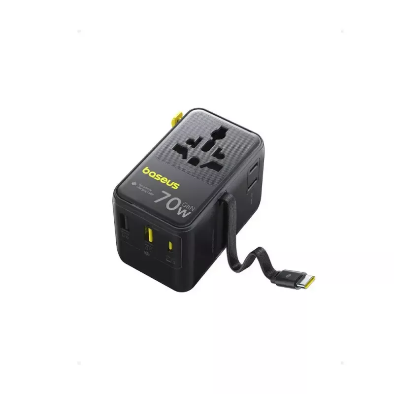 Charger Baseus EnerCore CG11 — Indoor AC fast charger, 2x USB‑C, 1 m cable, black