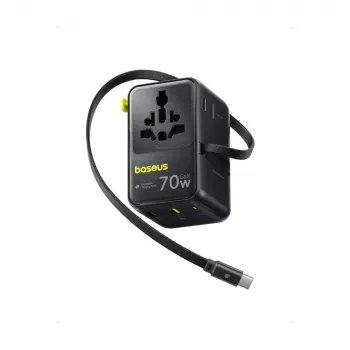 Charger Baseus EnerCore CG11 — Indoor AC fast charger, 2x USB‑C, 1 m cable, black