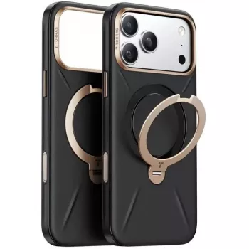 Phone case Torras Ostand Spin Vegskin Series for iPhone 17 Pro Max, Black