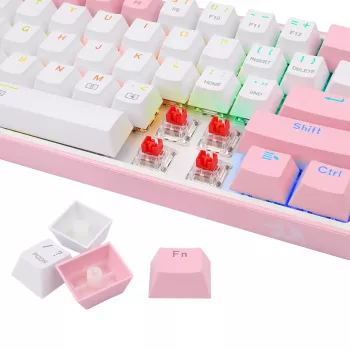 Mechanical keyboard REDRAGON K617-Fizz RGB — wired USB, pink/white, 1.5 m cable