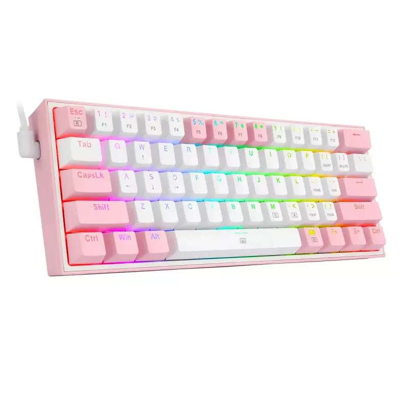 Mechanical keyboard REDRAGON K617-Fizz RGB — wired USB, pink/white, 1.5 m cable
