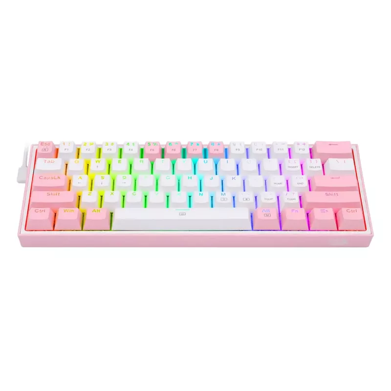 Mechanical keyboard REDRAGON K617-Fizz RGB — wired USB, pink/white, 1.5 m cable