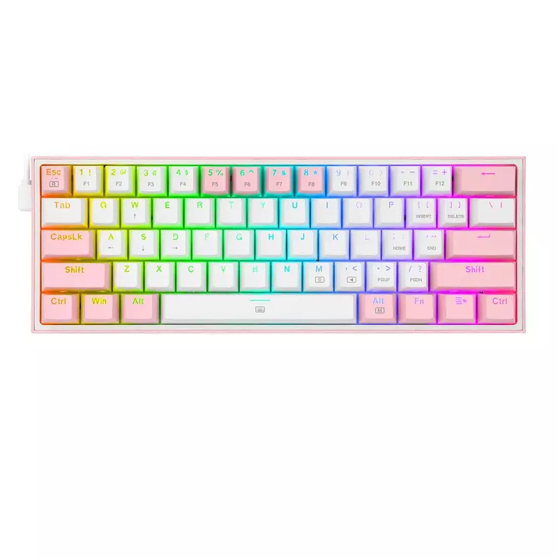 Mechanical keyboard REDRAGON K617-Fizz RGB — wired USB, pink/white, 1.5 m cable