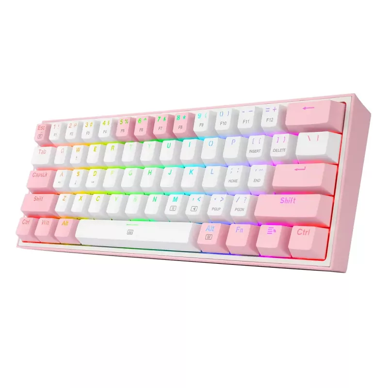 Mechanical keyboard REDRAGON K617-Fizz RGB — wired USB, pink/white, 1.5 m cable