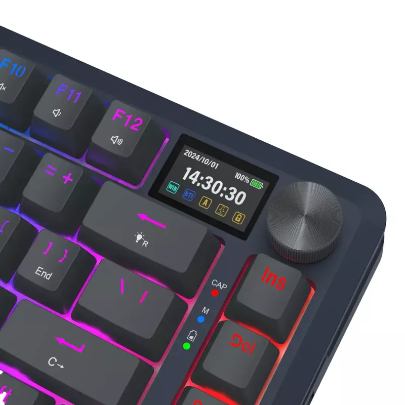 Mechanical keyboard REDRAGON K708-RGB-PRO with USB, RF Wireless and Bluetooth, 1.5 m cable, black, 0.76 kg