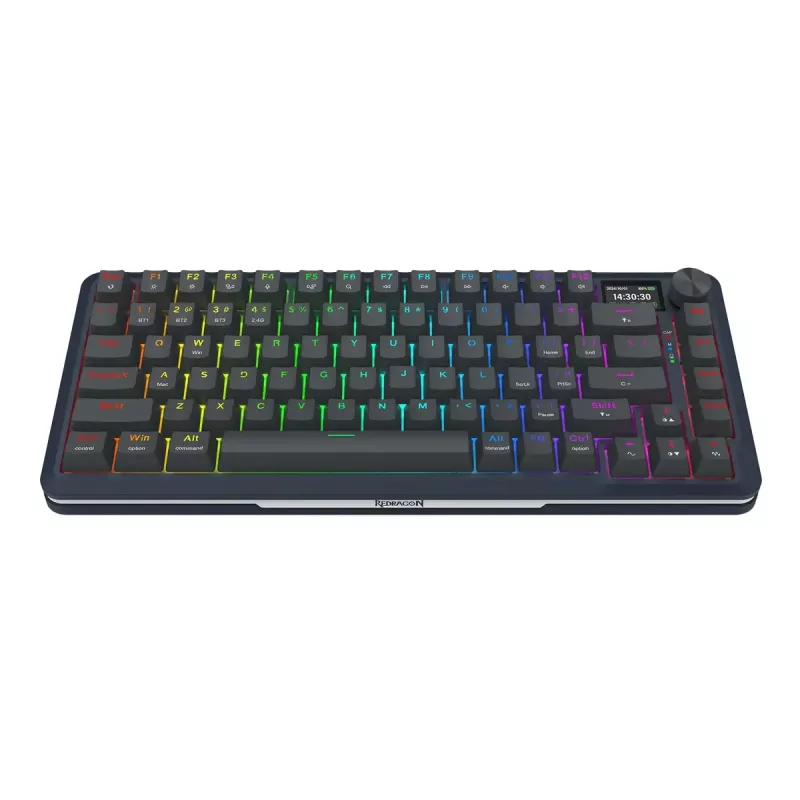 Mechanical keyboard REDRAGON K708-RGB-PRO with USB, RF Wireless and Bluetooth, 1.5 m cable, black, 0.76 kg