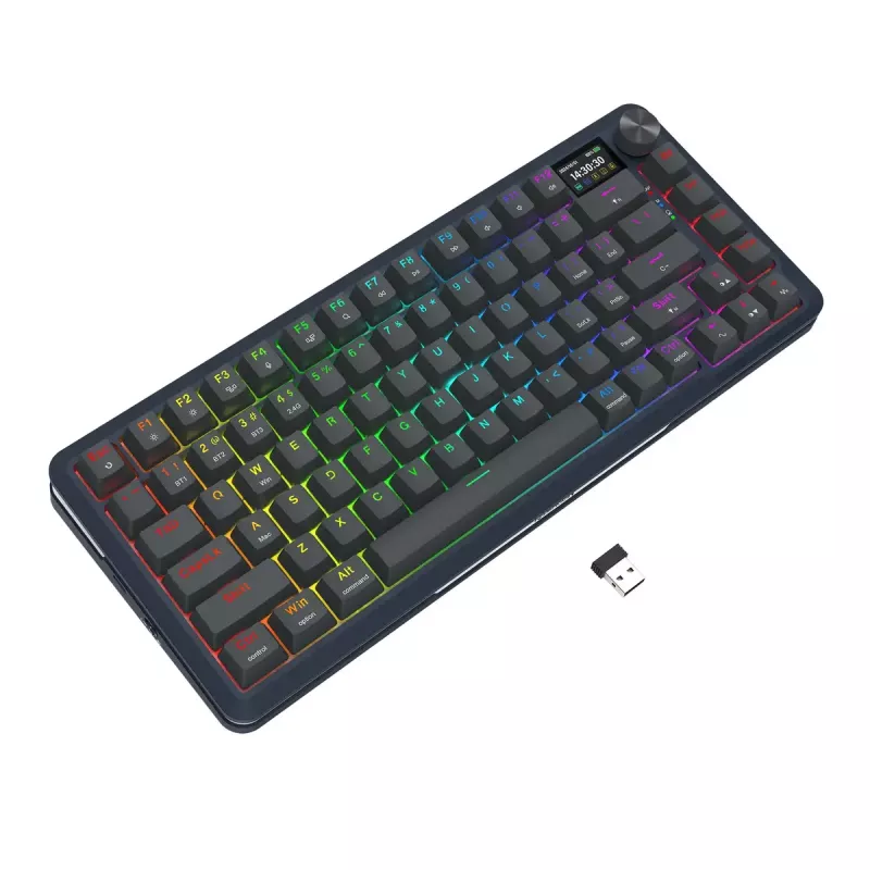 Mechanical keyboard REDRAGON K708-RGB-PRO with USB, RF Wireless and Bluetooth, 1.5 m cable, black, 0.76 kg