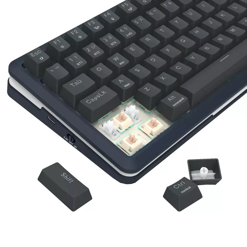 Mechanical keyboard REDRAGON K708-RGB-PRO with USB, RF Wireless and Bluetooth, 1.5 m cable, black, 0.76 kg