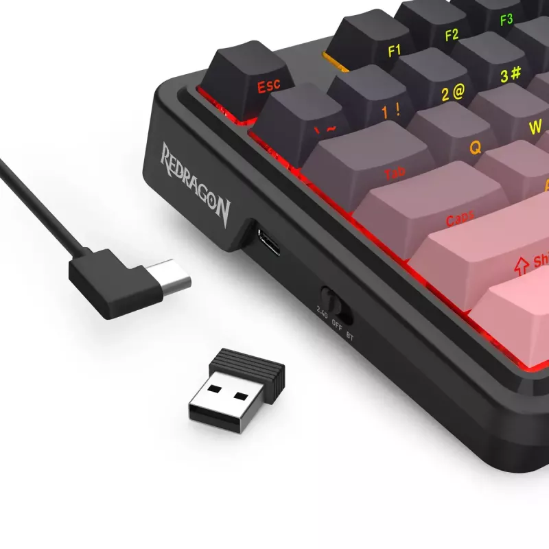Mechanical keyboard REDRAGON Antonium Pro K728SP-RGB-PRO — USB, RF Wireless, Bluetooth, Black/Pink