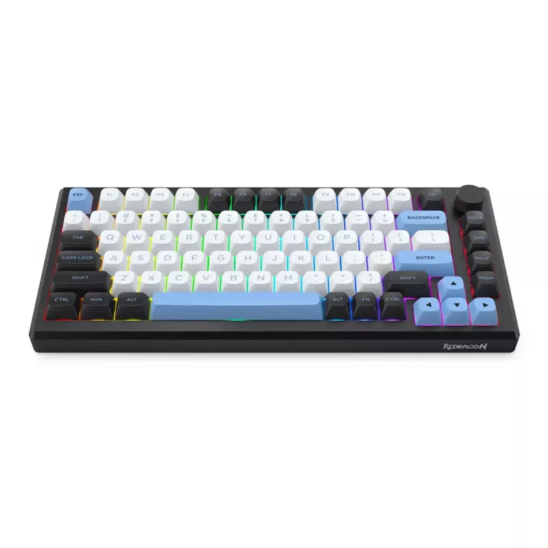 Keyboard REDRAGON K732WLB-RGB-PRO URANUS PRO — 65% mechanical, USB + RF wireless + Bluetooth, QWERTY, English layouts, 1.5 m cable, Black/White