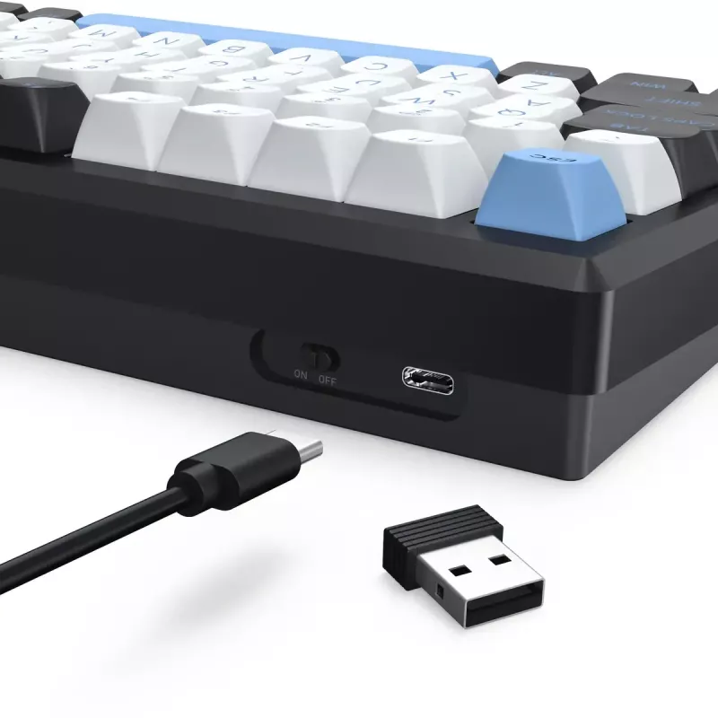 Keyboard REDRAGON K732WLB-RGB-PRO URANUS PRO — 65% mechanical, USB + RF wireless + Bluetooth, QWERTY, English layouts, 1.5 m cable, Black/White