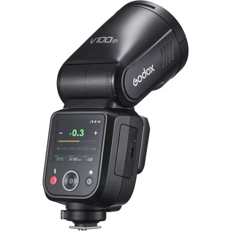 Flash Godox V100-F for Fujifilm — portable on-camera lithium-ion strobe