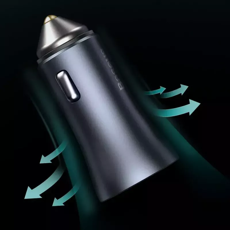 Car charger Baseus TZCCJD-0G 40W Dark Gray — USB vehicle power adapter, 40W output