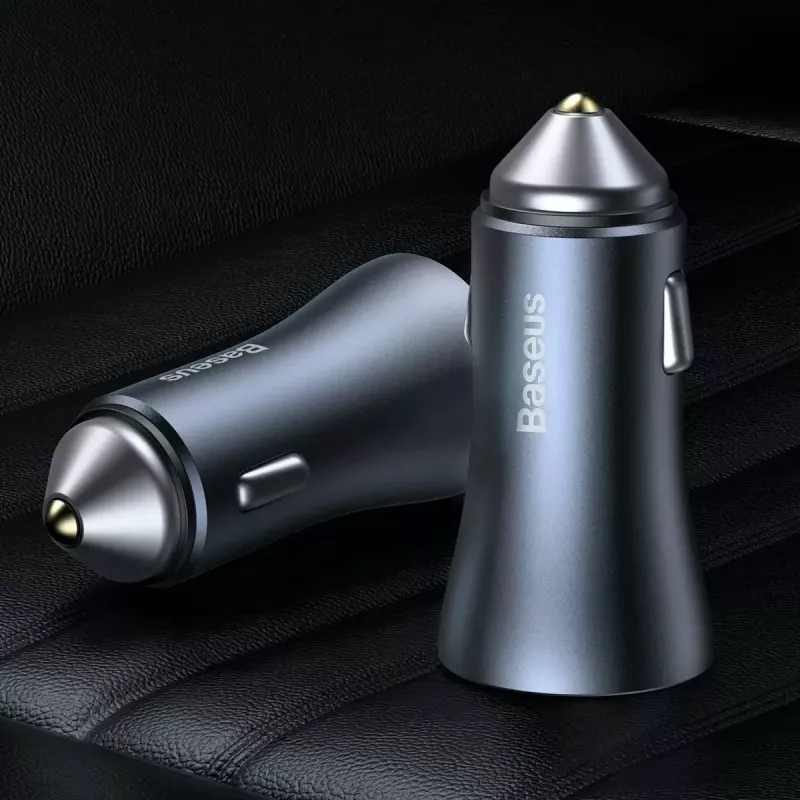 Car charger Baseus TZCCJD-0G 40W Dark Gray — USB vehicle power adapter, 40W output