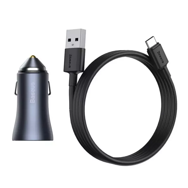 Car charger Baseus TZCCJD-0G 40W Dark Gray — USB vehicle power adapter, 40W output