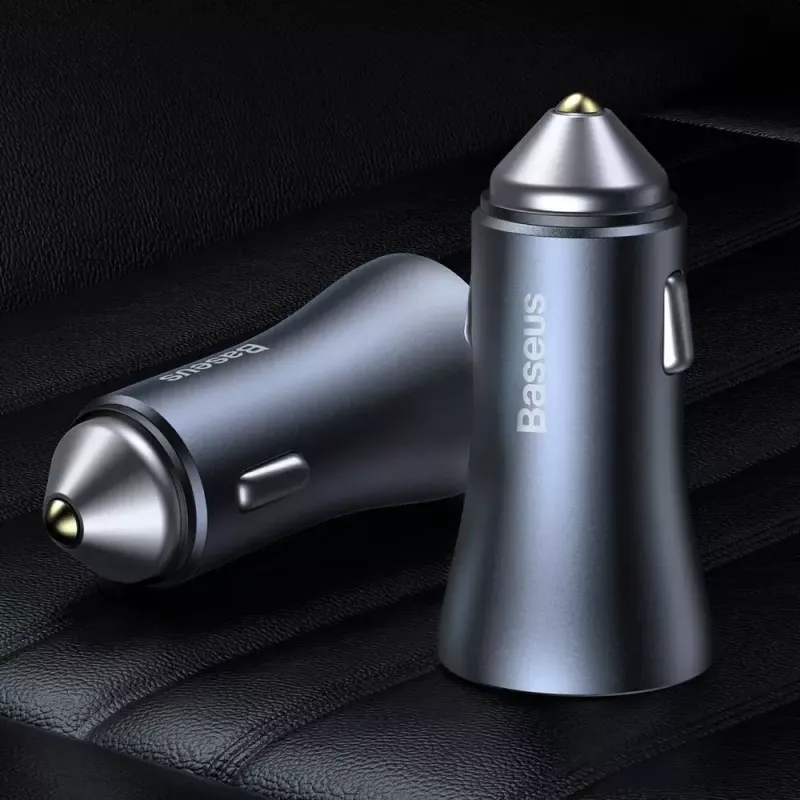 Car charger Baseus TZCCJD-0G 40W Dark Gray — USB vehicle power adapter, 40W output