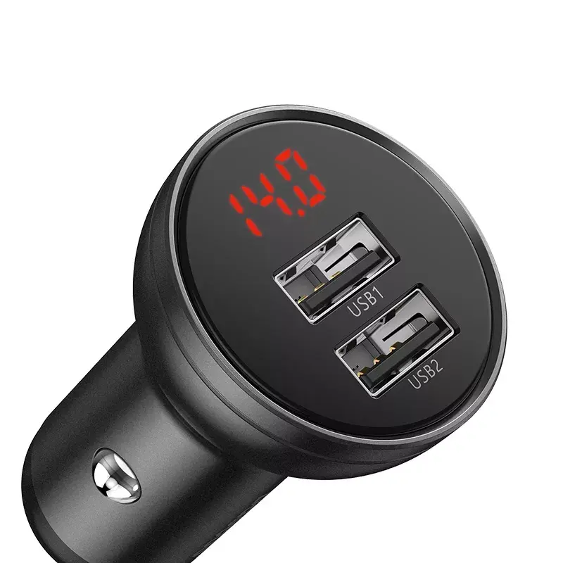 Car USB Charger Baseus AB2XUSBAKBK — 2× USB 2.0, 4.8 A, cigar lighter power, black/grey