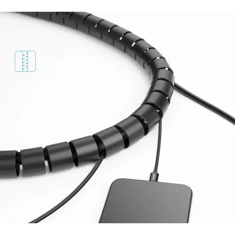 Cable organizer UGREEN Spiral Black — spiral cable wrap, 1 piece