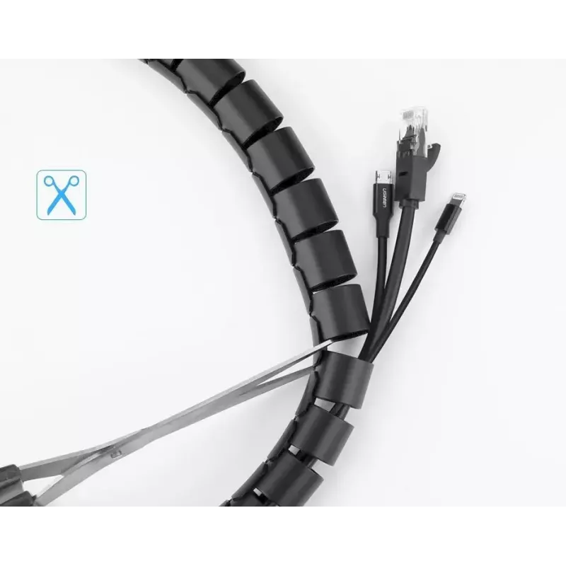 Cable organizer UGREEN Spiral Black — spiral cable wrap, 1 piece