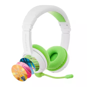 Headset buddy phones School+ — wired & wireless Bluetooth, USB-C, circumaural, 20–20000 Hz, 147 g, green/white