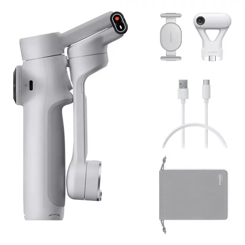 Gimbal Insta360 Flow 2 Standard Bundle — 3-axis smartphone stabilizer, foldable, 1100 mAh battery, Stone Gray