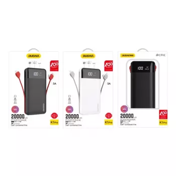 Powerbank Dudao K1Pro 20000mAh 15W with 4 integrated cables, black