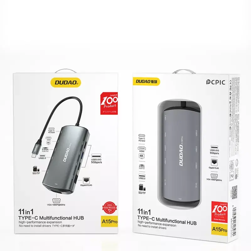 Laptop Dock DUDAO A15PRO Wired USB 3.2 Gen 1 Type-A Type-C Grey
