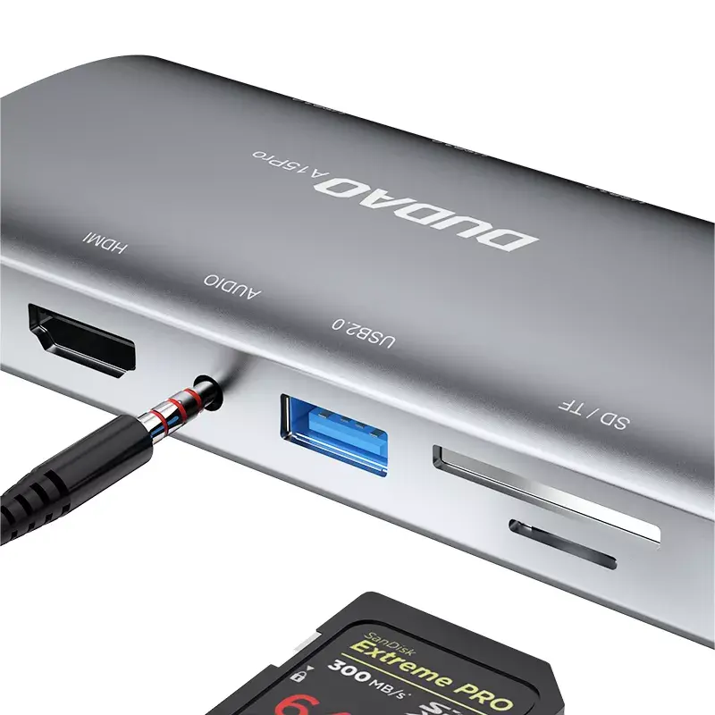 Laptop Dock DUDAO A15PRO Wired USB 3.2 Gen 1 Type-A Type-C Grey