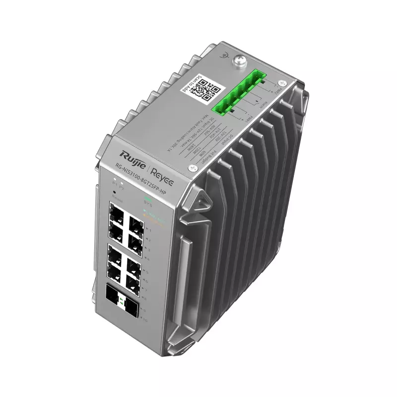 Managed L2 Network Switch Ruijie RG-NIS3100-8GT2SFP-HP — 8× Gigabit RJ-45, 2× SFP, PoE, 12–56V DC, 20 Gbit/s, 8000 MAC, Grey