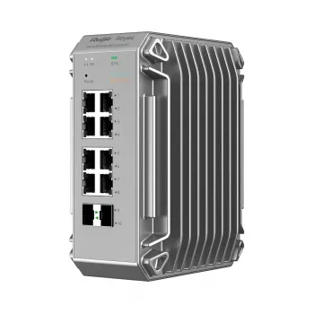 Managed L2 Network Switch Ruijie RG-NIS3100-8GT2SFP-HP — 8× Gigabit RJ-45, 2× SFP, PoE, 12–56V DC, 20 Gbit/s, 8000 MAC, Grey
