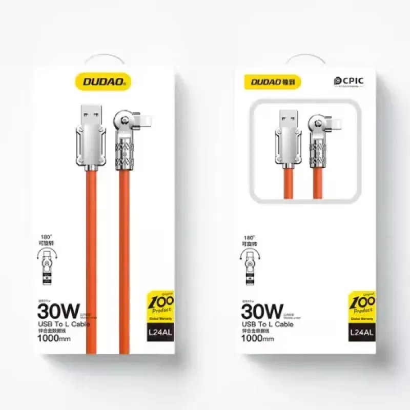 USB‑to‑Lightning Cable Dudao L24AL — 1 m, USB‑A to Lightning, Orange