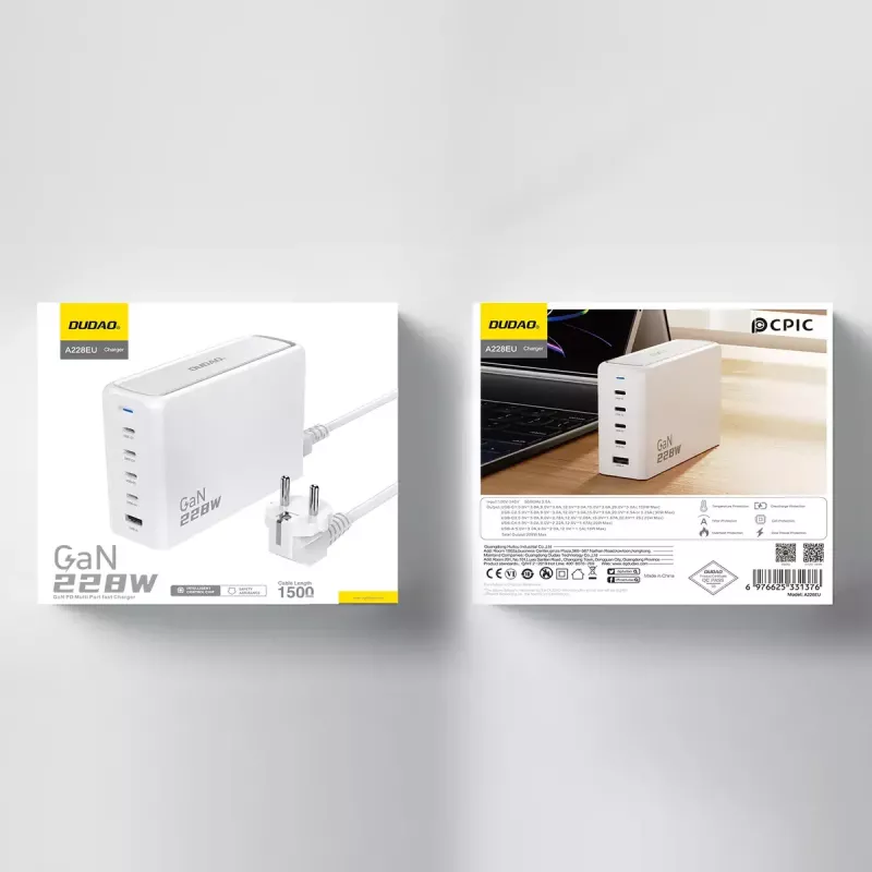 Charger DUDAO A228EU 228Watt GaN 4xUSB-C 1xUSB-A