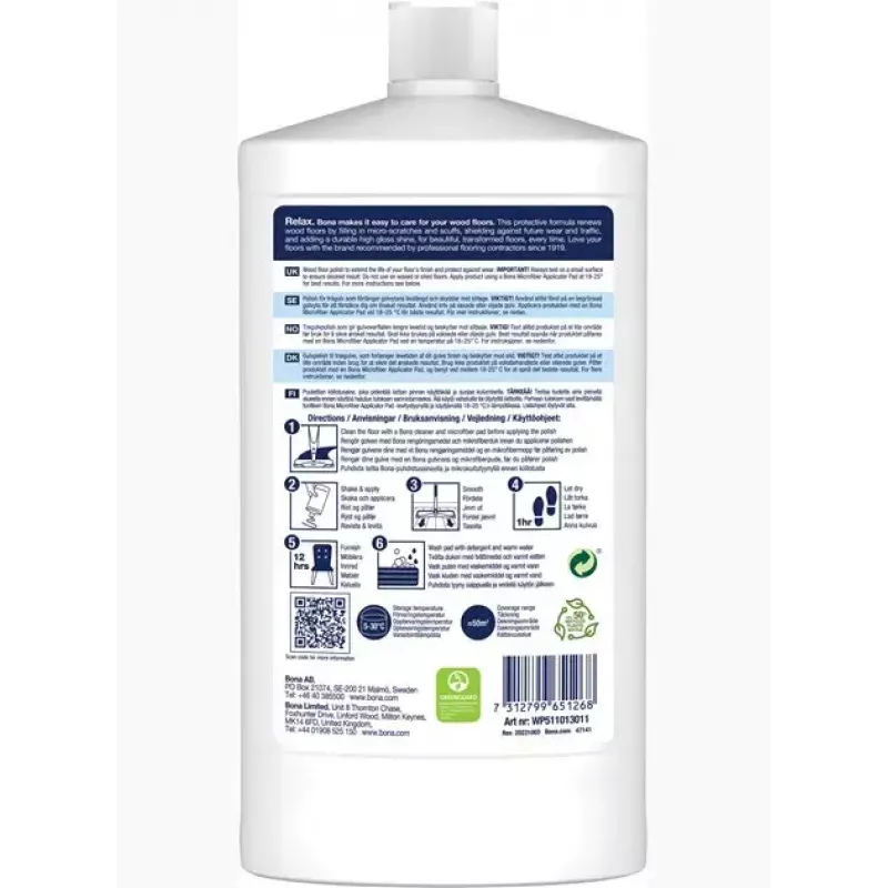 Bona WP511013013 floor cleaner/restorer Liquid 1L for Parquet Wood
