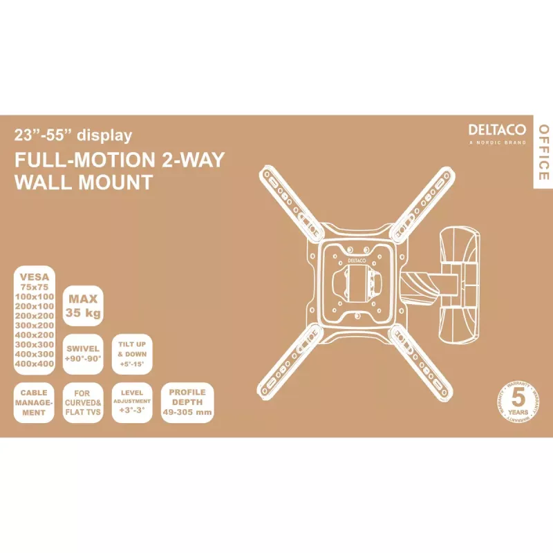 TV mount Deltaco ARM-0256 139.7 cm (55 inch) Black