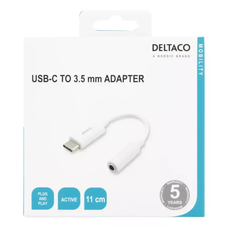 Mobile Phone Cable Deltaco USBC-1145 0.11m White