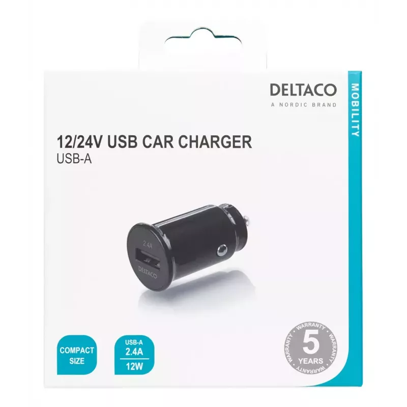 Car Charger Deltaco USB-CAR123 Universal Black