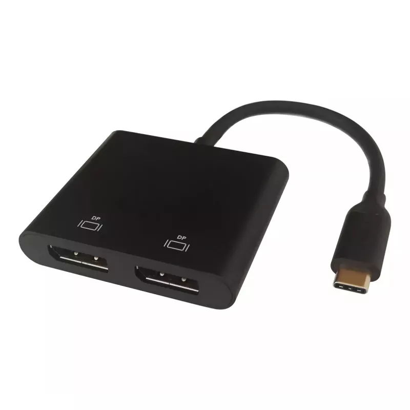 Deltaco USBC-2DP video cable adapter 0.1 m USB Type-C 2 x DisplayPort Black