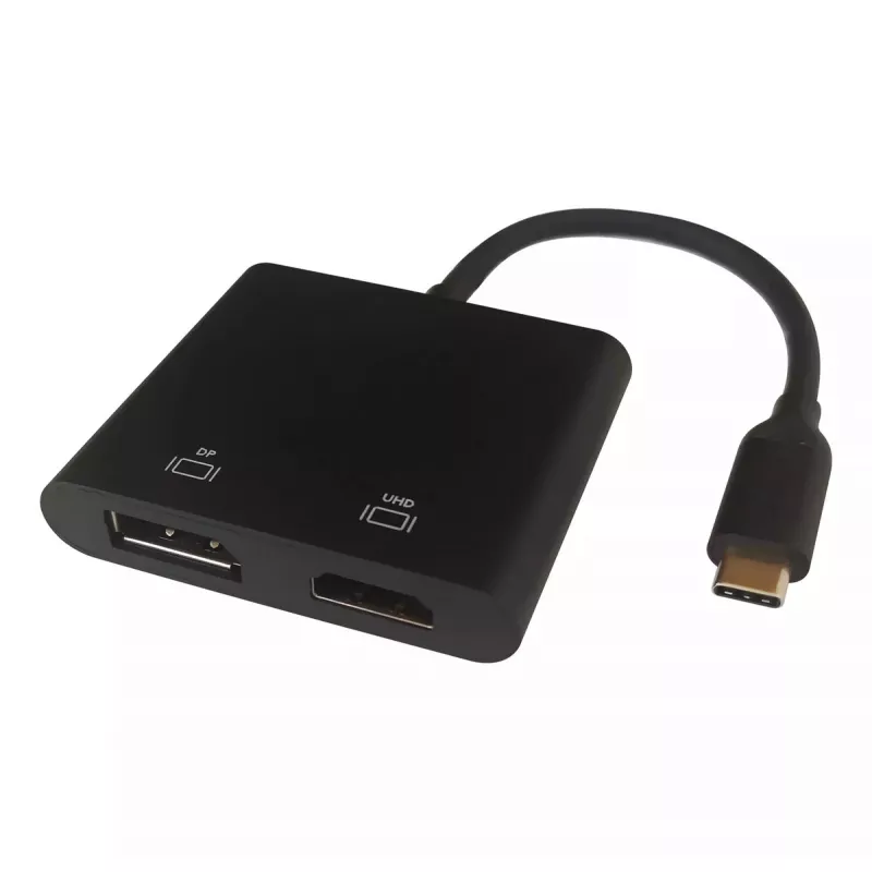 Deltaco USBC-HDDP video cable adapter 0.1 m USB Type-C HDMI DisplayPort Black
