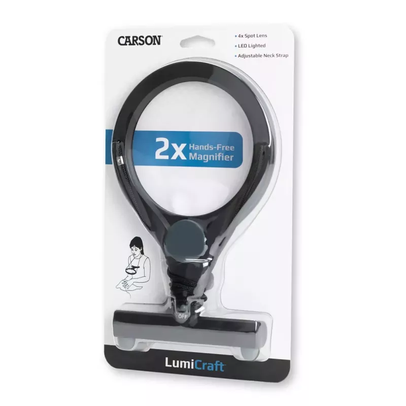 Handheld magnifier Carson LumiCraft 2x, LED, battery-powered, black, 135×23×226 mm