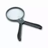 Magnifier Carson Split Handle HF-11 — 3.5× handheld magnifying glass, black/transparent, AAA battery