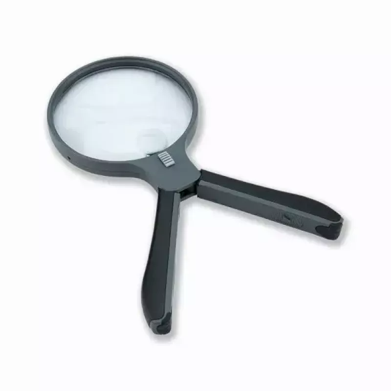 Magnifier Carson Split Handle HF-11 — 3.5× handheld magnifying glass, black/transparent, AAA battery