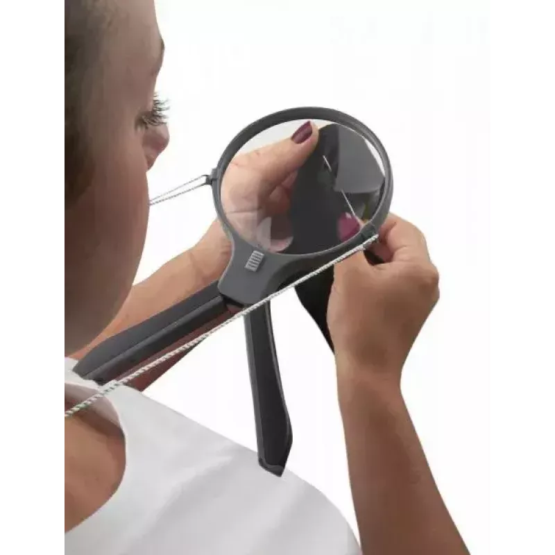 Magnifier Carson Split Handle HF-11 — 3.5× handheld magnifying glass, black/transparent, AAA battery