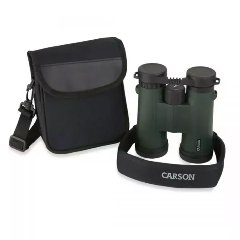 Binoculars Carson JR Series 10x42 BaK-4, compact roof-prism, black/green
