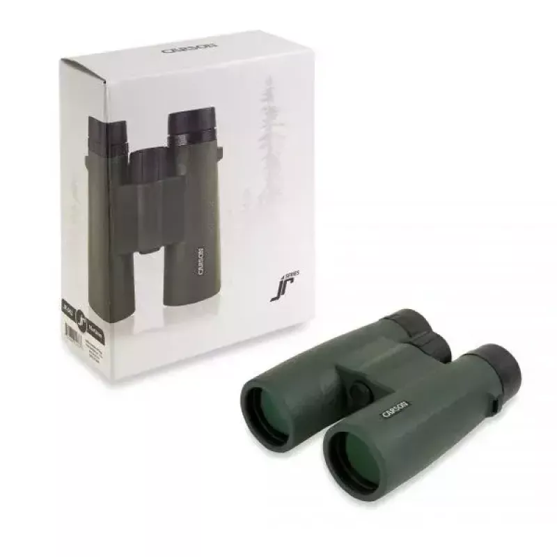 Binoculars Carson JR Series 10x42 BaK-4, compact roof-prism, black/green