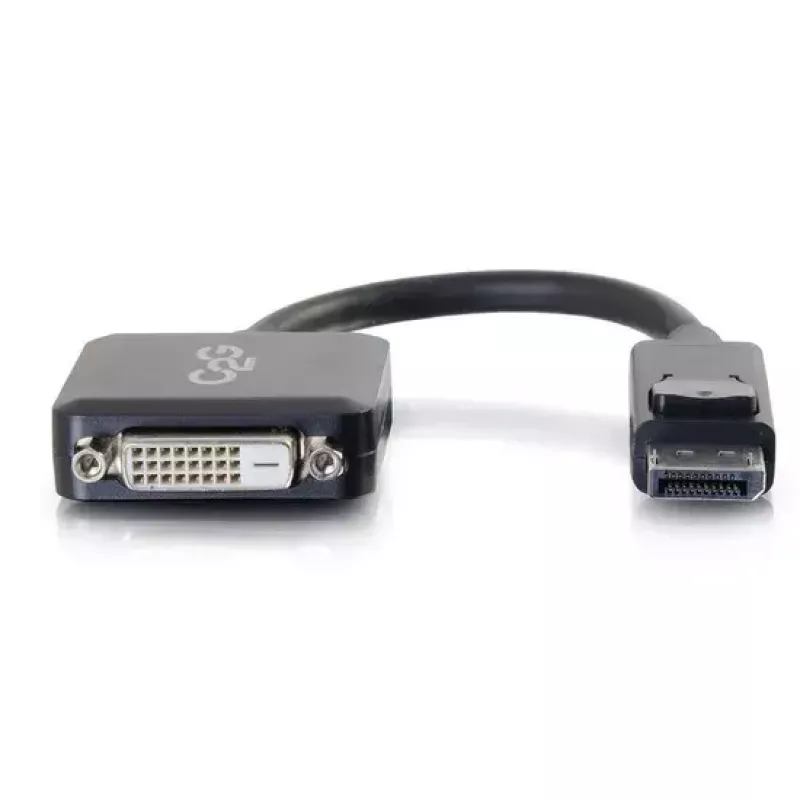 C2G 8in DisplayPort Male to Single Link DVI-D Female Adapter Converter Black